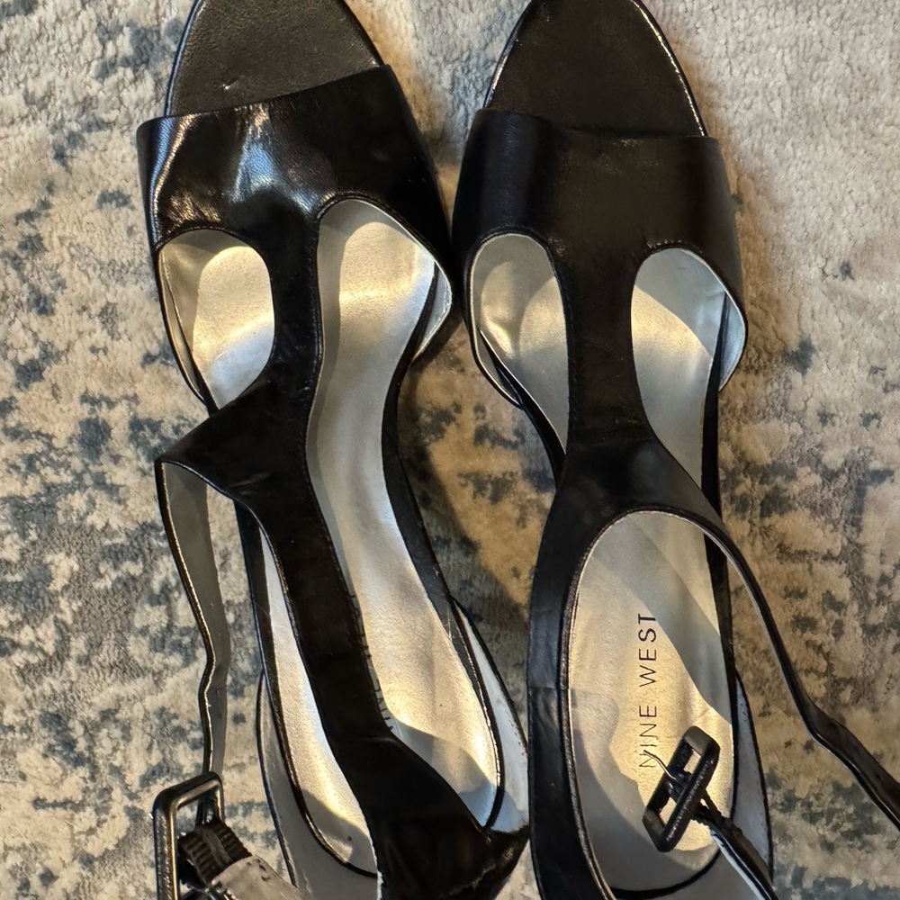Nine West Black Open-Toe Heels